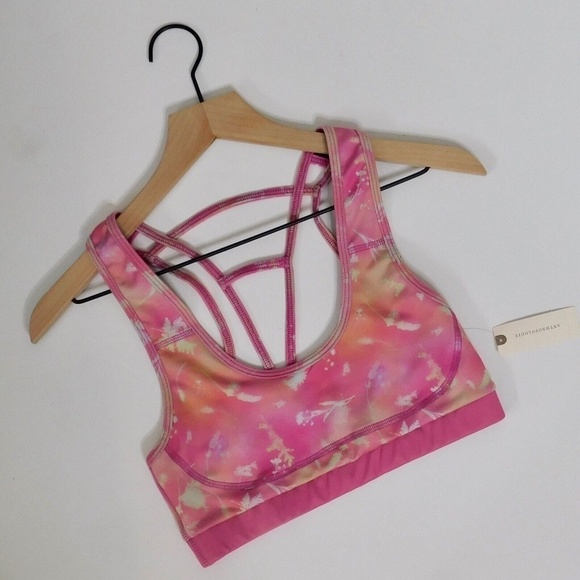 NWT!! Anthropologie DAILY PRACTICE Sofia Pink Floral Sports Bra Strappy Medium - Picture 3 of 13
